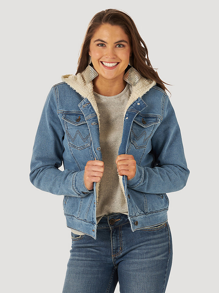 Women's Wrangler® Sherpa Lined Hooded Denim Jacket