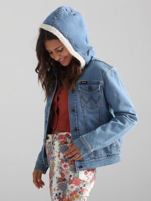 Women's Wrangler® Sherpa Lined Hooded Denim Jacket | The Monarch Look |  Wrangler®