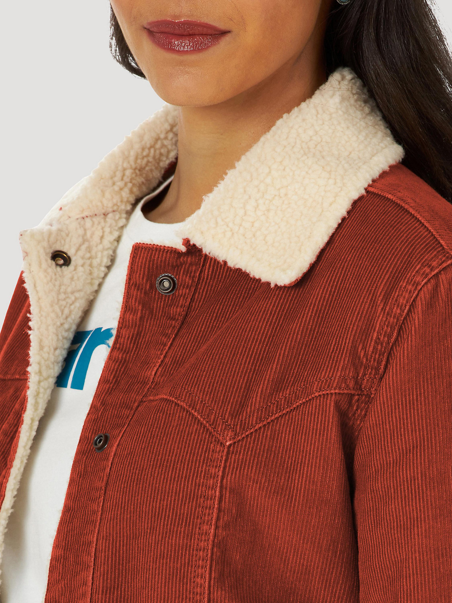 Women's Wrangler® Sherpa Lined Barn Jacket in rust alternative view 5