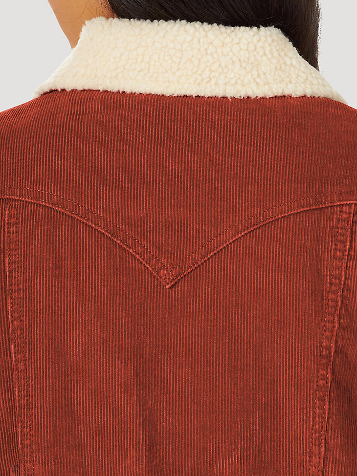 Women's Wrangler® Sherpa Lined Barn Jacket in rust alternative view 6