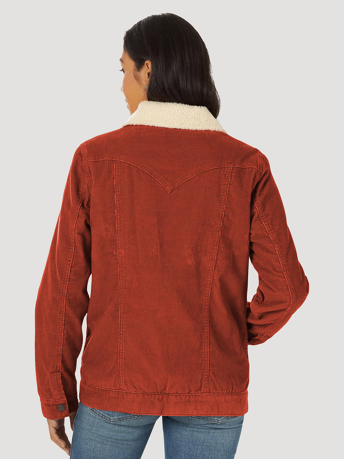 Women's Wrangler® Sherpa Lined Barn Jacket in rust alternative view 7