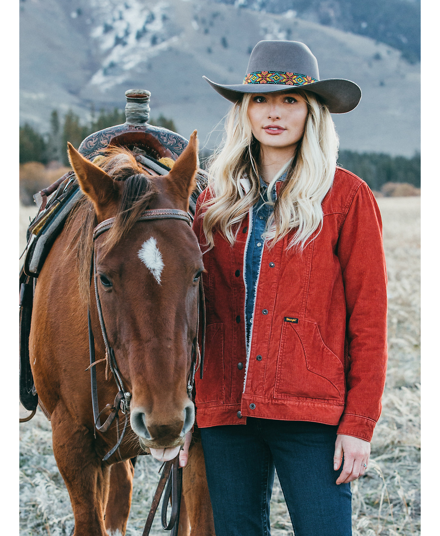 Women's Wrangler® Sherpa Lined Barn Jacket in rust main view