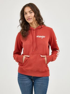 Wrangler Ladies Graphic Heather Grey Pullover Hoodie 112339536