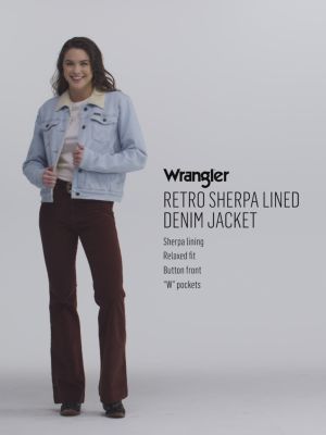 Women's Wrangler Classic Western Denim Sherpa Jacket in Bleached Denim alternative view