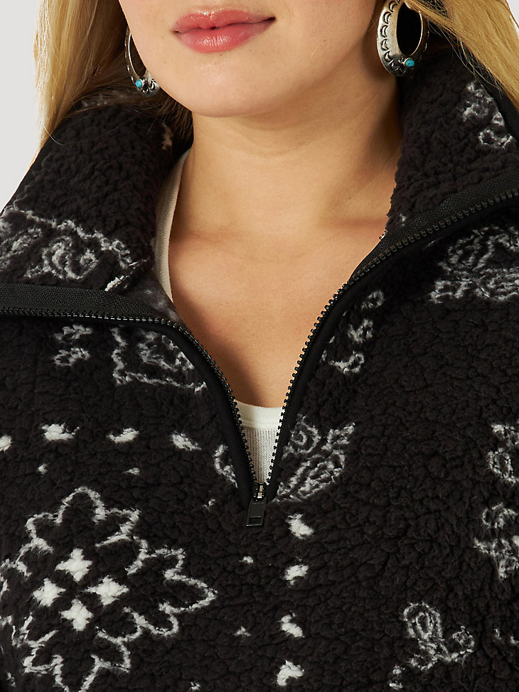 Women's Wrangler Retro Southwestern Print Quarter-Zip Sherpa Pullover | The  Monarch Look | Wrangler®