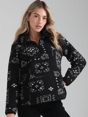 Women's Wrangler Retro Southwestern Print Quarter-Zip Sherpa Pullover | The  Monarch Look | Wrangler®