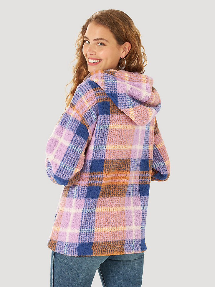 Women's Wrangler Retro® Pop Sherpa Pullover Hoodie in plaid multi alternative view