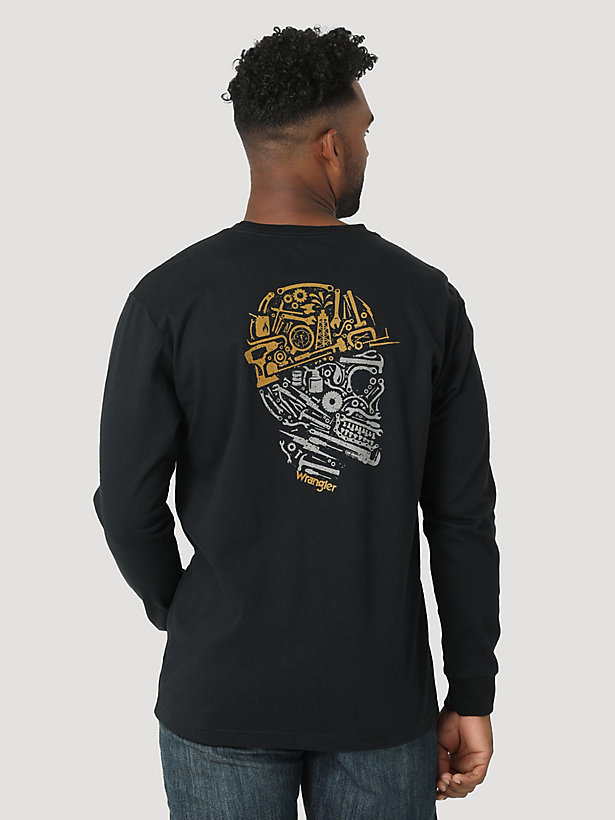 FR LS Skull Tools Logo Graphic T-Shirt in Black
