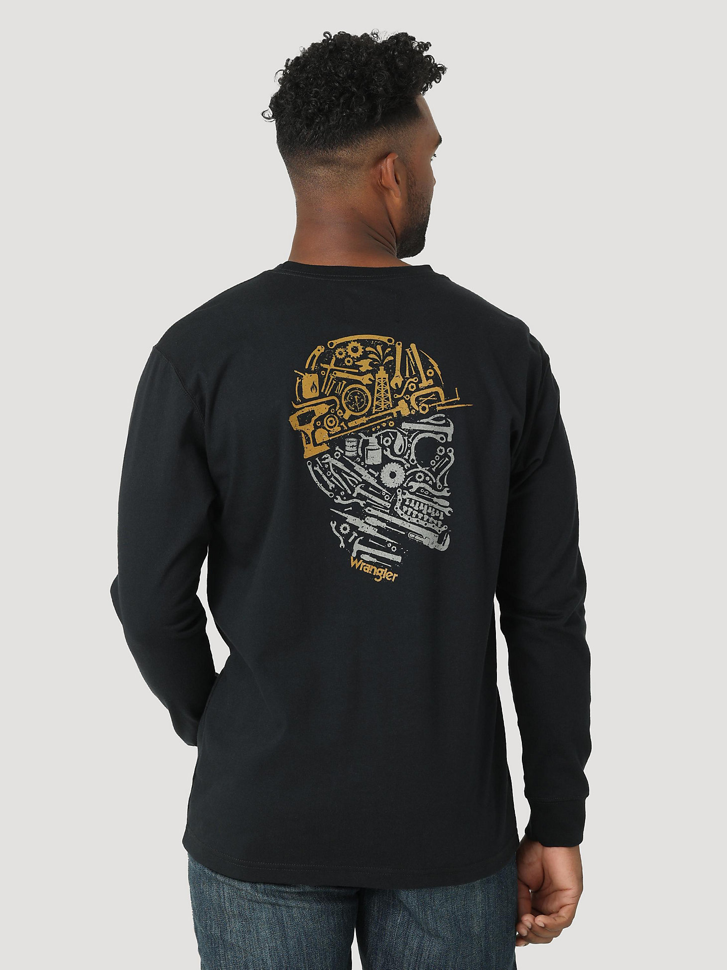 FR LS Skull Tools Logo Graphic T-Shirt in Black main view