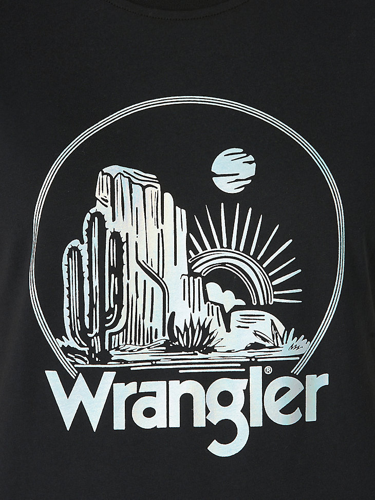 Women's Wrangler Short Sleeve Watercolor Desert Graphic Tee in Washed Black alternative view 2