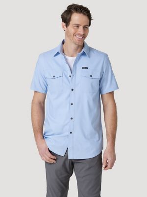 Mens Short Sleeve Shirts Casual Turn-down Collar Button Work Shirt with  Pockets