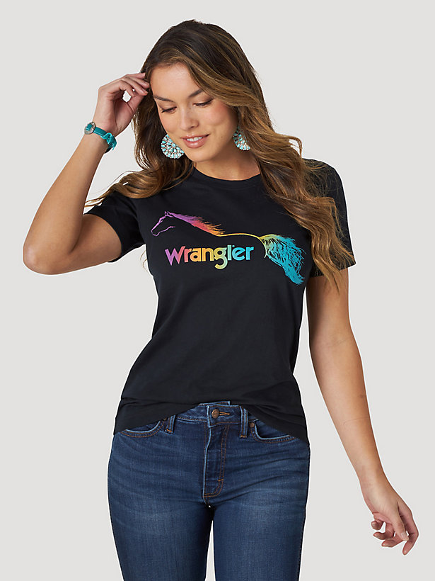Women's Wrangler Short Sleeve Rainbow Horse Graphic Tee