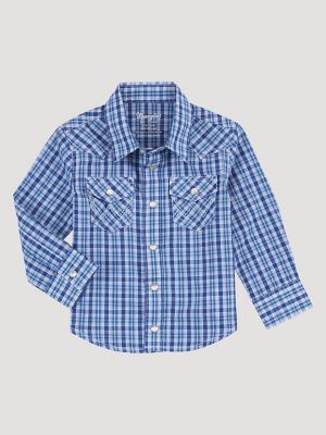 Little Boy Long Sleeve Snap Front Plaid Western Shirt