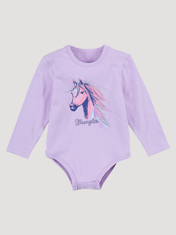 Baby Girl's Long Sleeve Pastel Horse Bodysuit