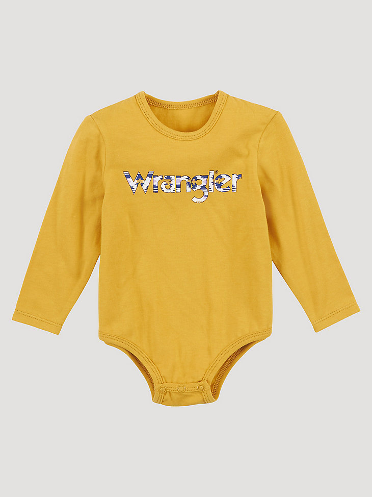 Baby Girl's Long Sleeve Floral Logo Bodysuit in Golden main view