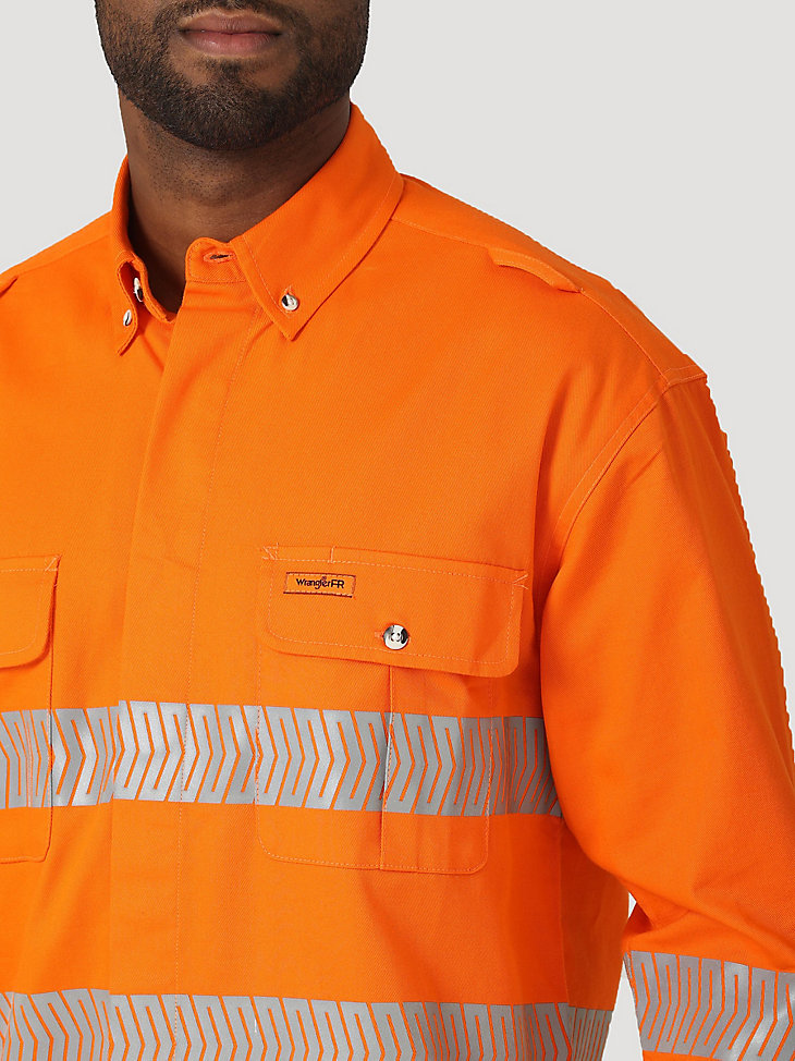 FR Flame Resistant High Visibility Work Shirt in Safety Orange alternative view 2