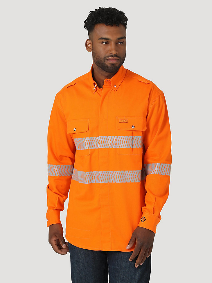 FR Flame Resistant High Visibility Work Shirt in Safety Orange main view