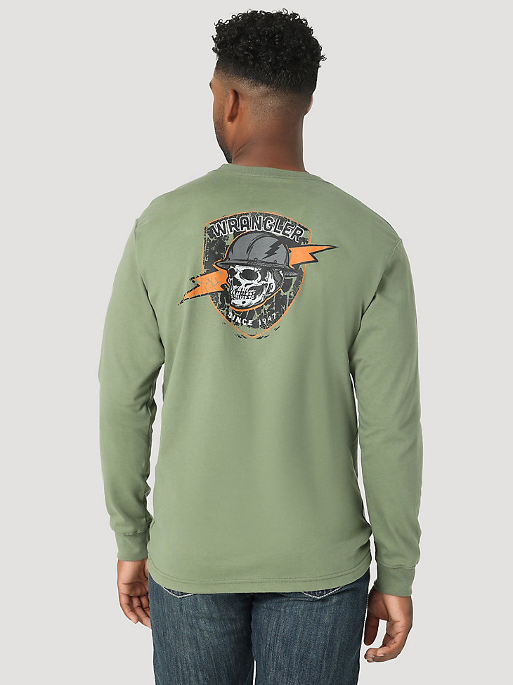 FR Flame Resistant LS Skull Logo Graphic T-Shirt in Military Green alternative view