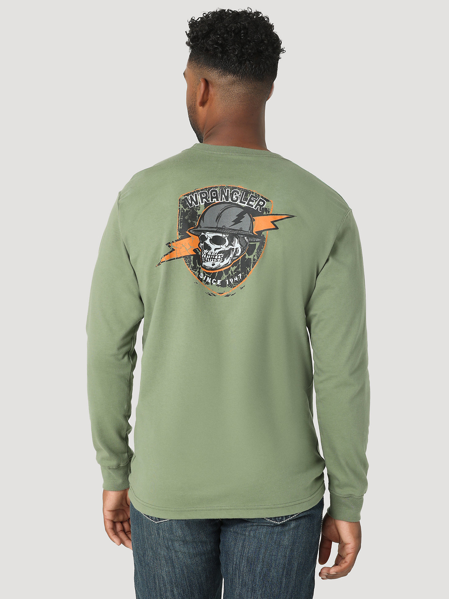 FR Flame Resistant LS Skull Logo Graphic T-Shirt in Military Green alternative view 1