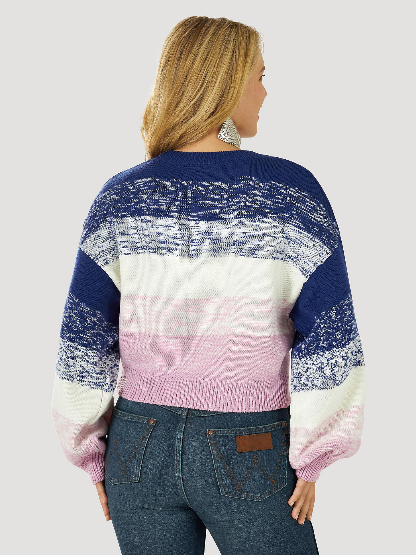 Women's Wrangler Retro® Balloon Sleeve Heathered Ombre Sweater in blue ombre alternative view 1