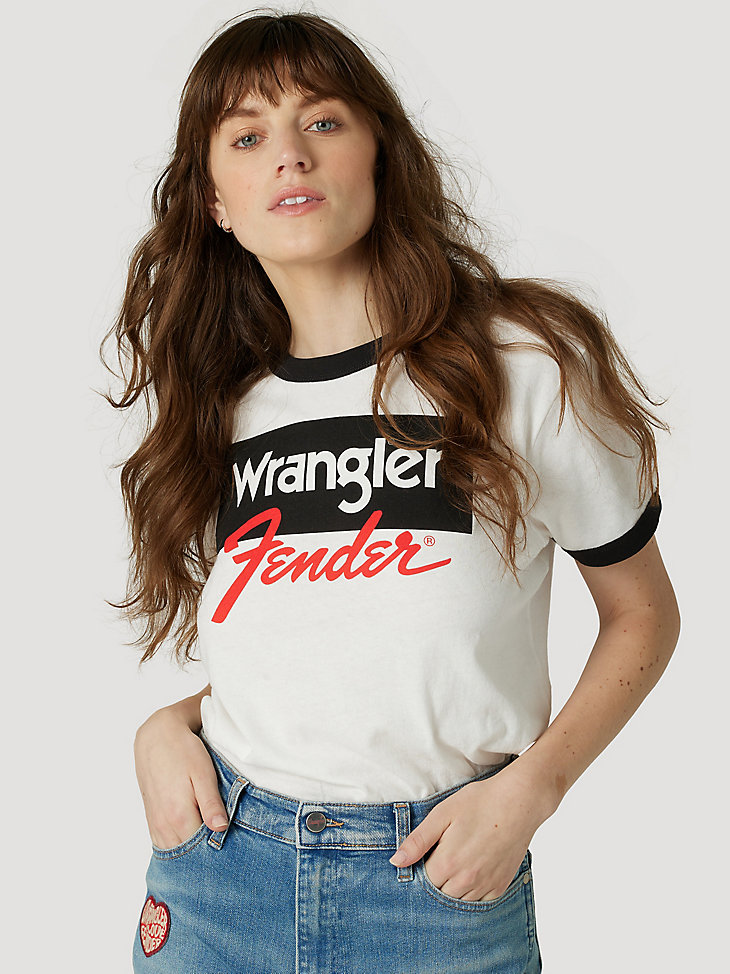 Wrangler x Fender Ringer Tee in Faded Black main view