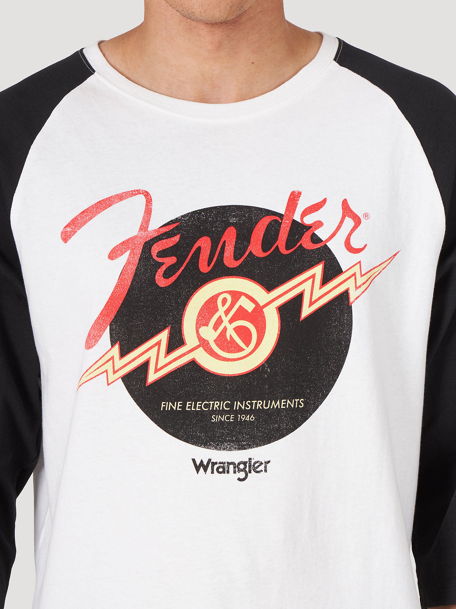 Wrangler x Fender Vinyl Baseball T-Shirt in Faded Black alternative view 2