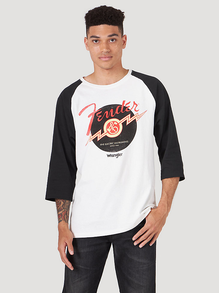 Wrangler x Fender Vinyl Baseball T-Shirt in Faded Black main view