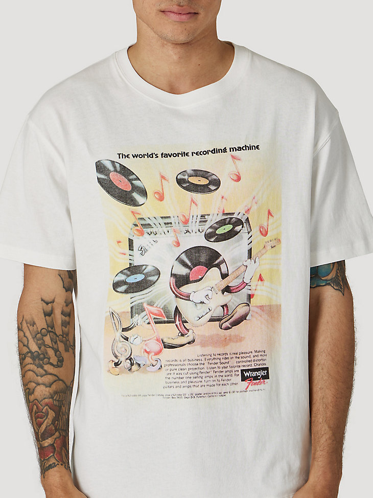 Wrangler x Fender Dancing Record T-Shirt in Worn White alternative view