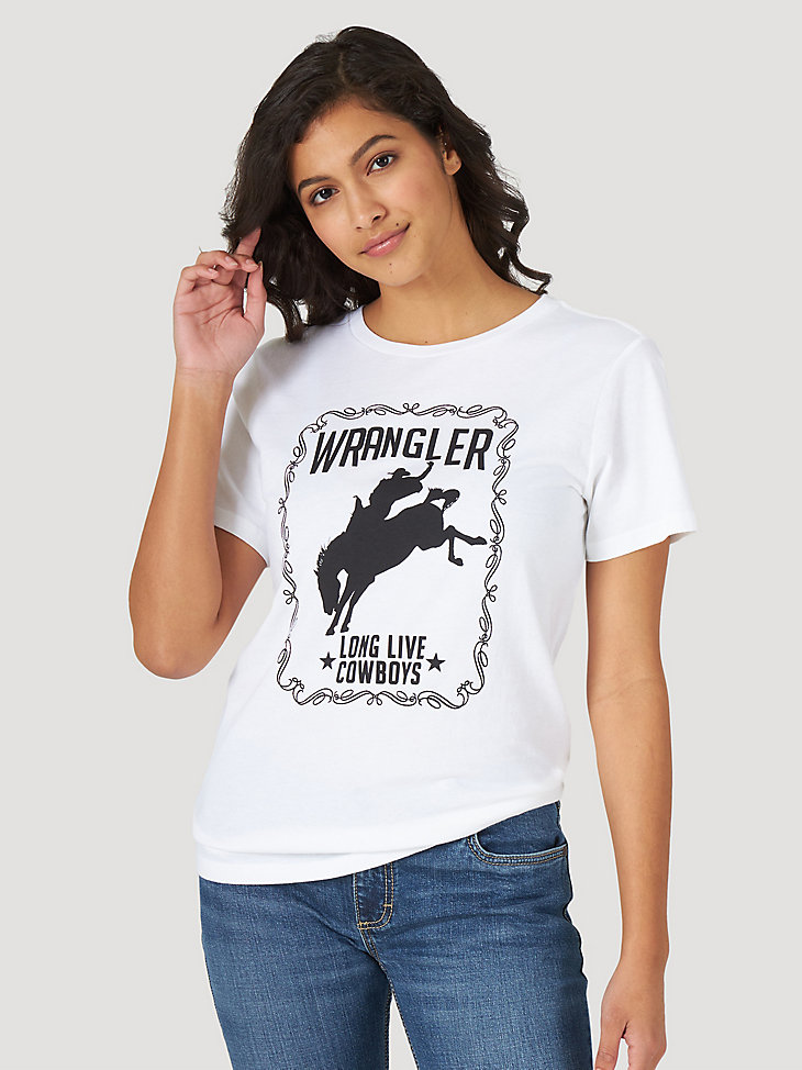 Women's Wrangler Short Sleeve Vintage Rodeo Graphic Tee in Bright White alternative view