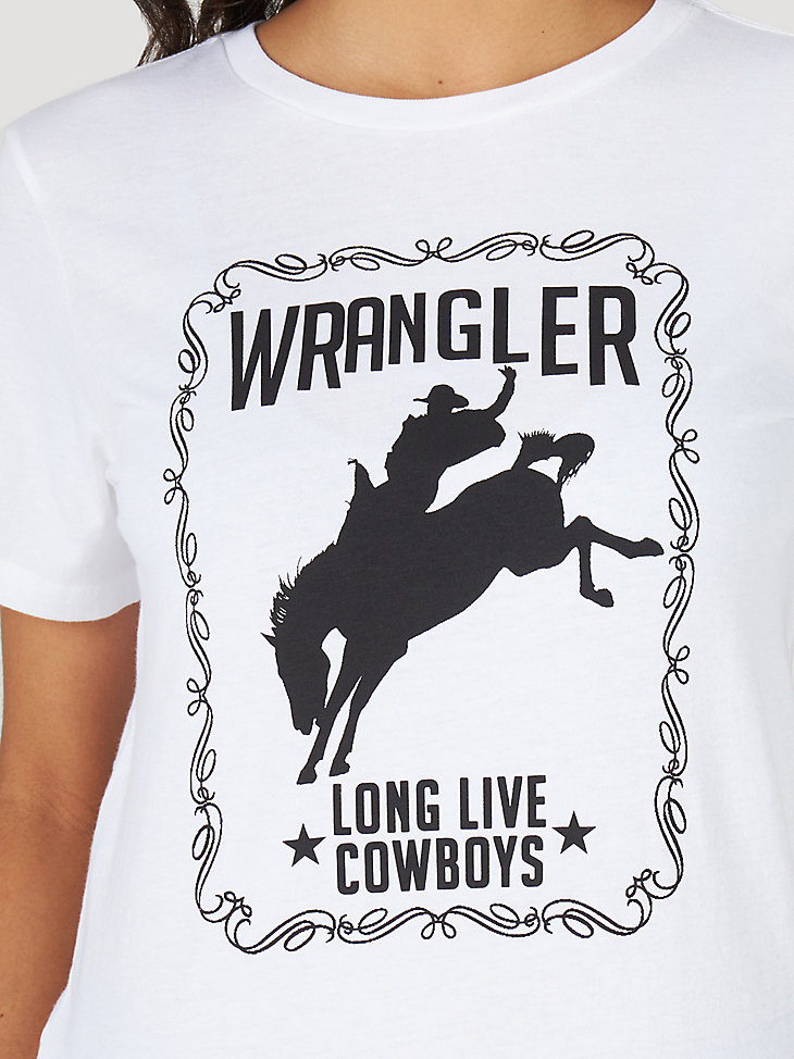 Women's Wrangler Short Sleeve Vintage Rodeo Graphic Tee in Bright White alternative view 3