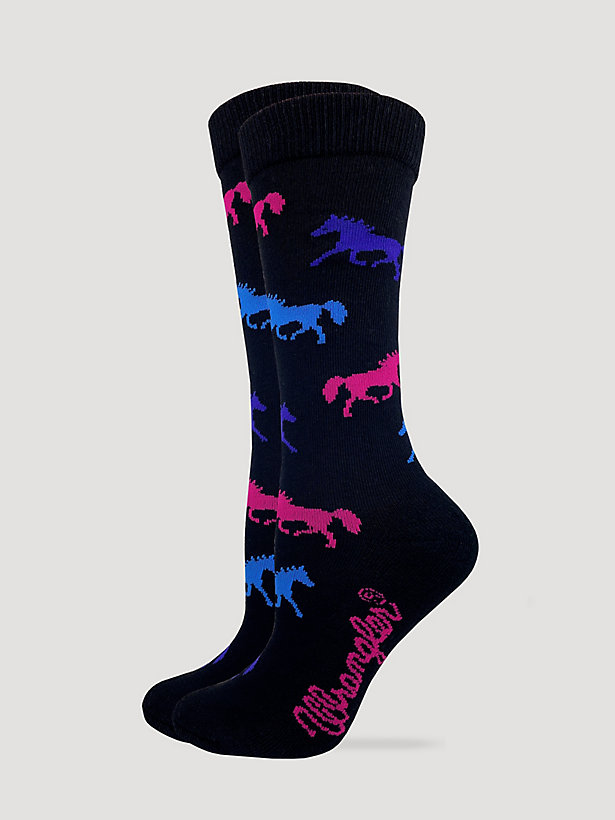 Women's Wrangler® Horses Crew Ultra-Dri Socks in Black
