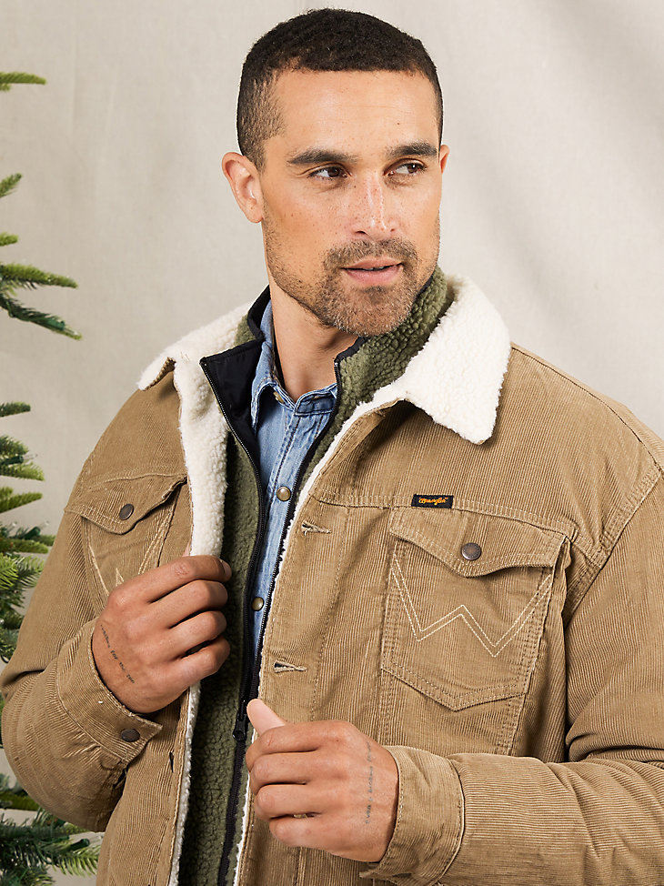 Men's Wrangler® Sherpa Lined Corduroy Jacket in Sepia Tint alternative view