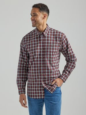 Wrangler Rugged Wear® Long Sleeve Wrinkle Resist Plaid Button-Down Shirt