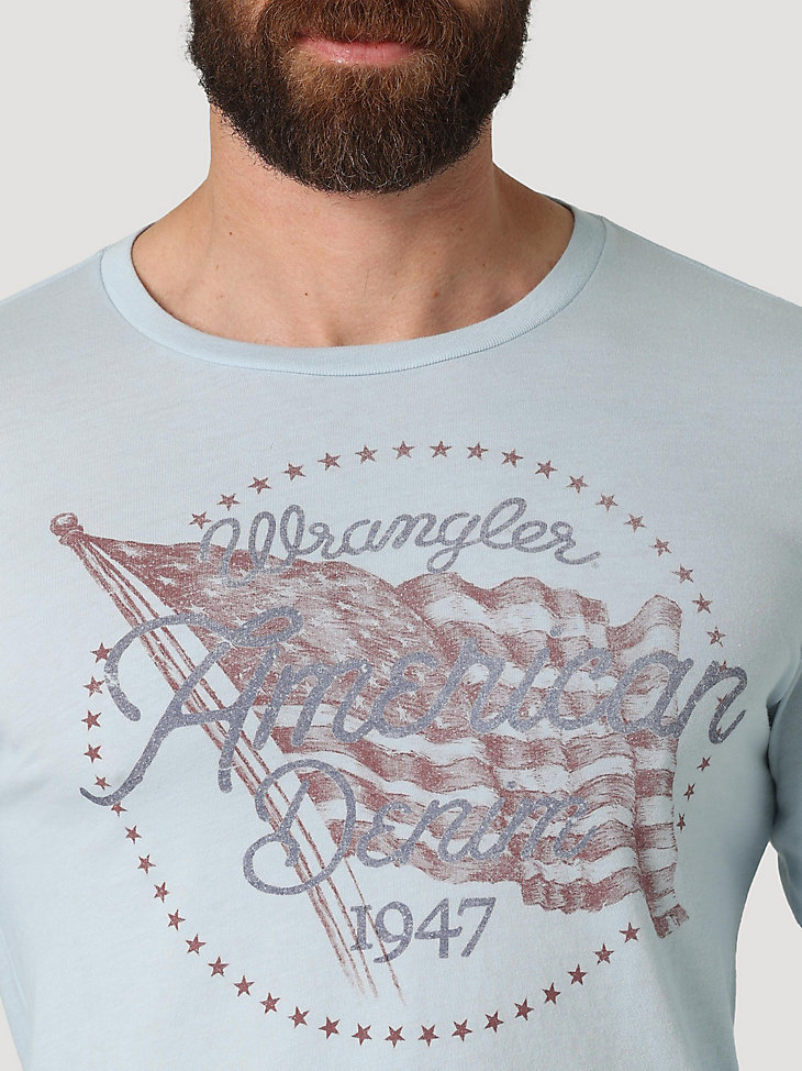 Men's Long Sleeve Wrangler American Denim Graphic T-Shirt in Skyway Heather alternative view