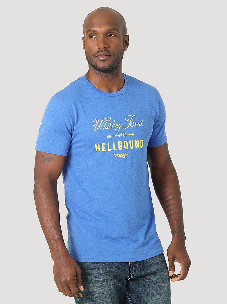 Men's Whiskey Bent and Hellbound Graphic T-Shirt in Royal Heather main view