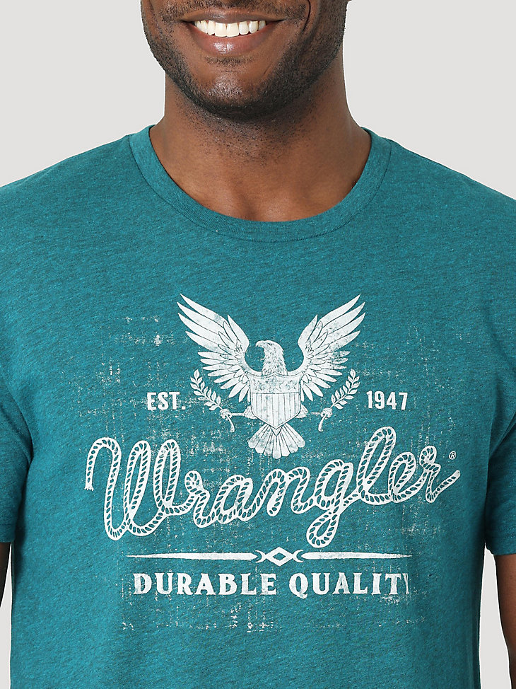 Men's Wrangler Eagle Durable Quality Graphic T-Shirt in Cyan Pepper Heather alternative view