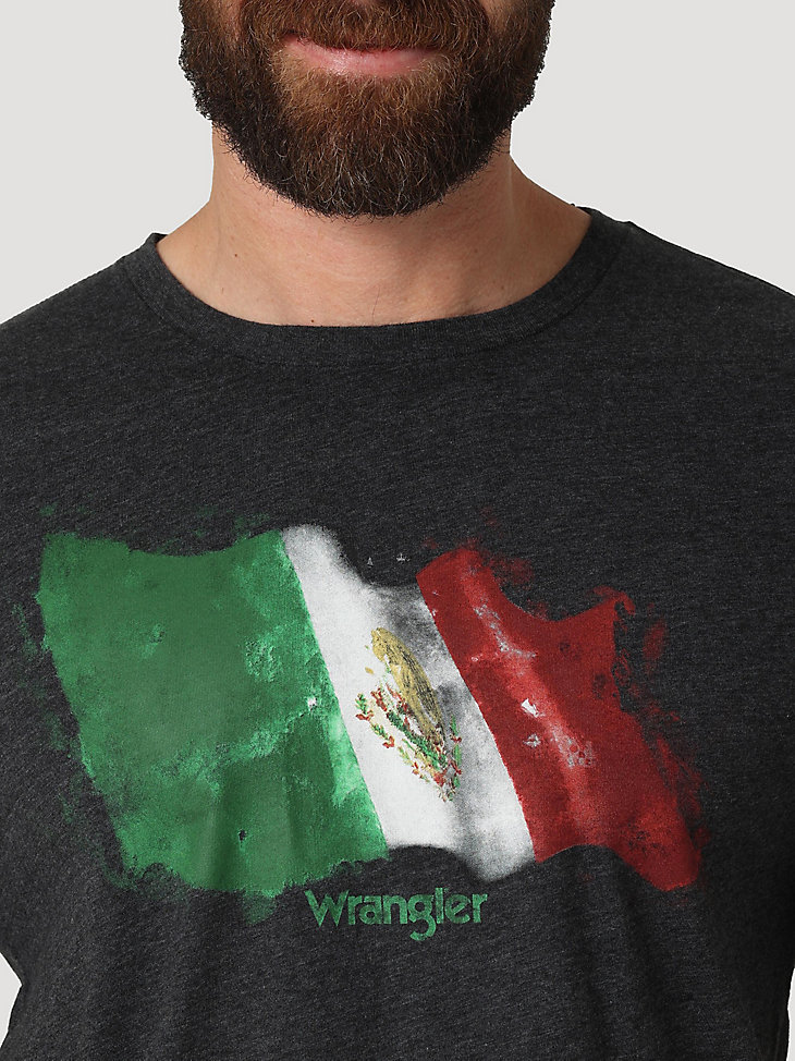 Men's Wrangler Mexican Flag Graphic T-Shirt in Caviar Heather alternative view