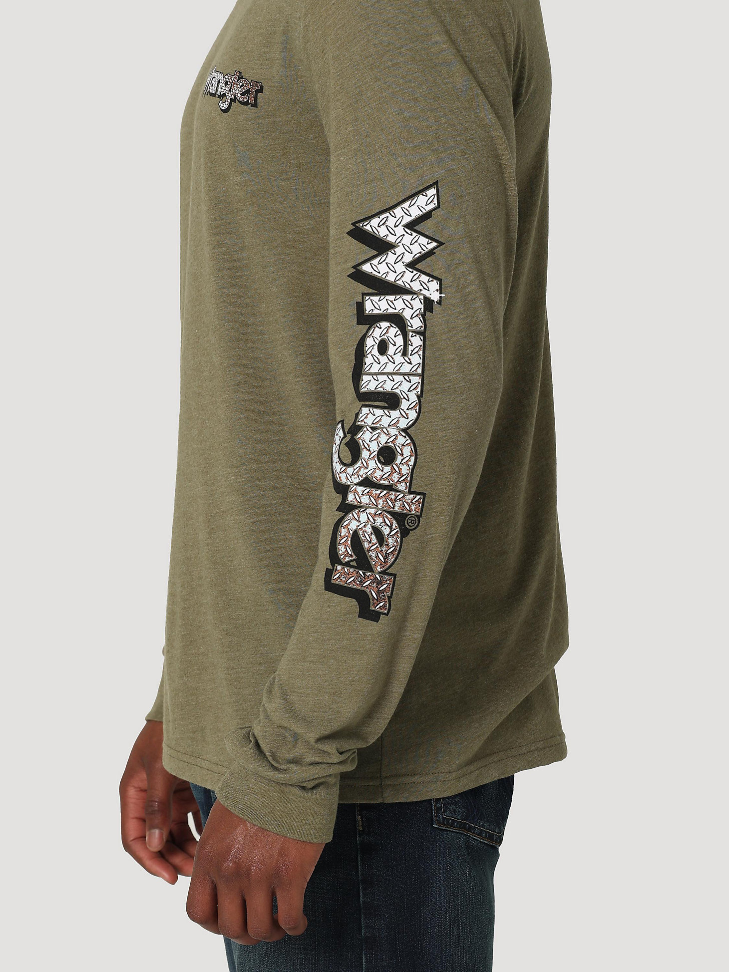Men's Long Sleeve Metal Kabel Logo T-Shirt in Burnt Olive alternative view 2