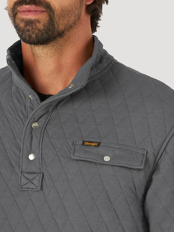Men's Wrangler Quarter Snaps Quilted Pullover Jacket in Heather Grey alternative view