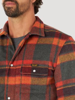 Men's Wrangler Quilt Lined Flannel Shirt Jacket in Blaze Orange