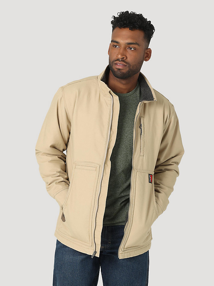 RIGGS Tough Layers Sherpa Lined Canvas Jacket in Golden Khaki main view