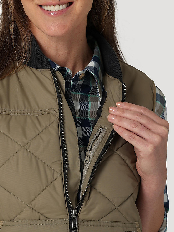 Womens RIGGS Tough Layers Quilted Work Vest in Bark alternative view 2