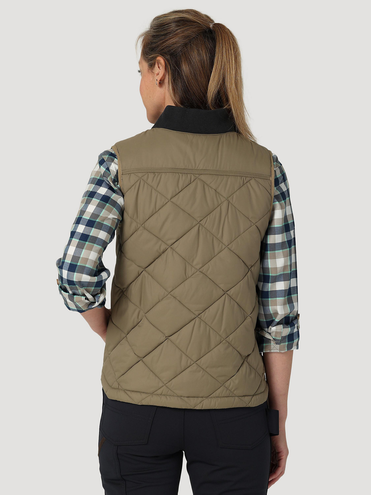 Womens RIGGS Tough Layers Quilted Work Vest in Bark alternative view 4