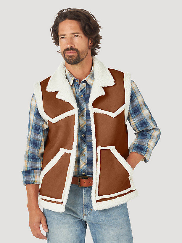 Men's Wrangler Sherpa Lined Contrast Cowboy Vest