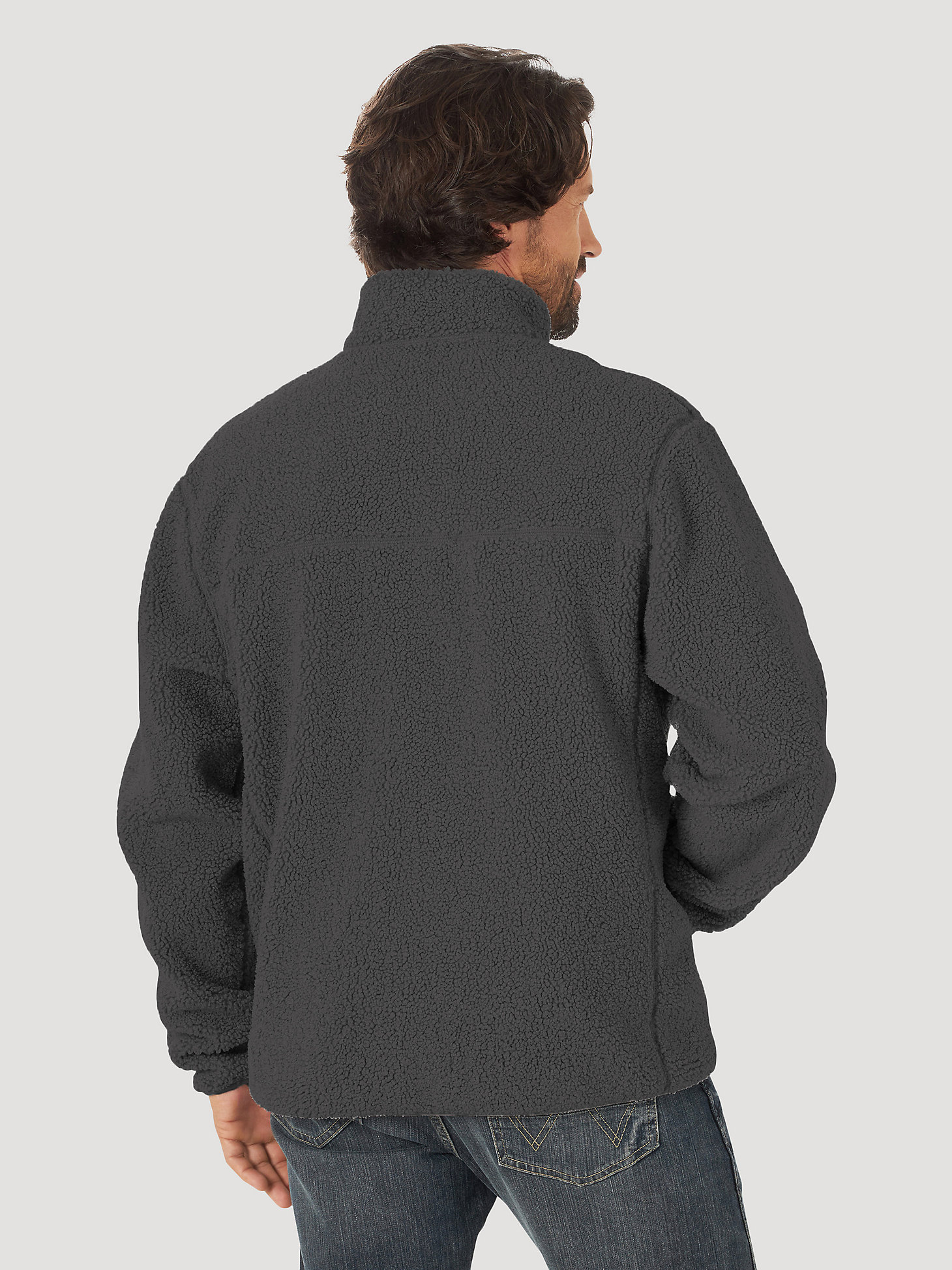 Men's Wrangler Zip Front Multi Pocket Sherpa Jacket in Charcoal alternative view 2