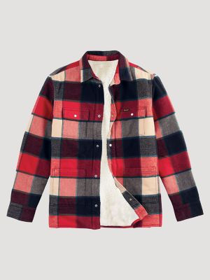 Boy's Wrangler Sherpa Lined Flannel Shirt Jacket