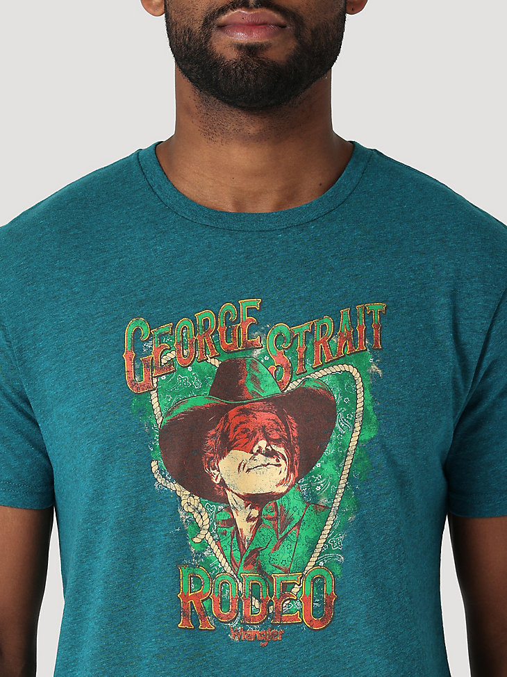 Men's George Strait Short Sleeve Rodeo Graphic T-Shirt in Cyan Pepper Heather alternative view
