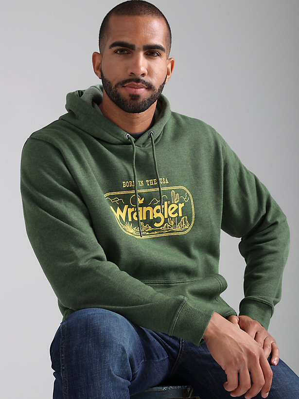Men's Desert Cacti Wrangler Logo Pullover Hoodie