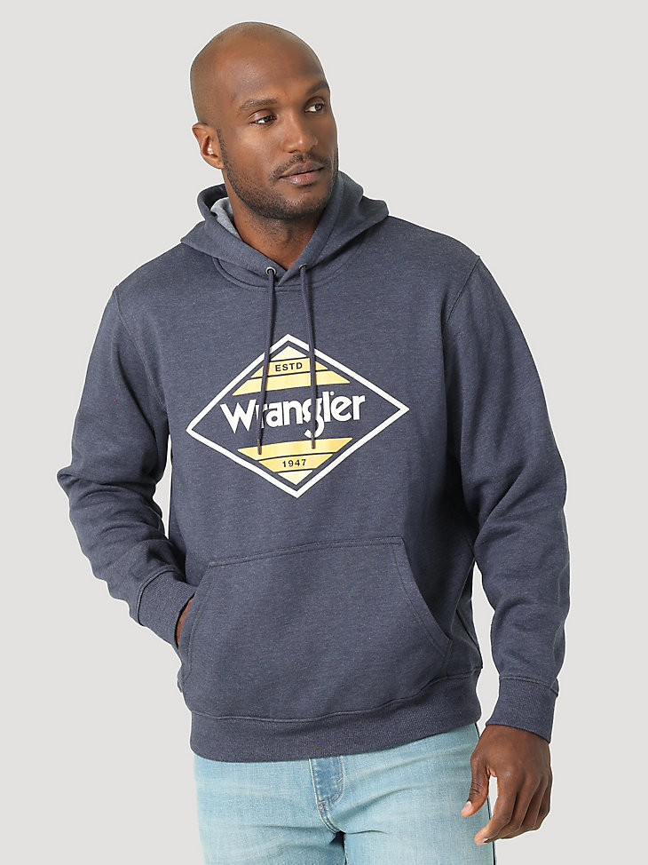Men's Triangle Frame Logo Pullover Hoodie in Navy Heather main view