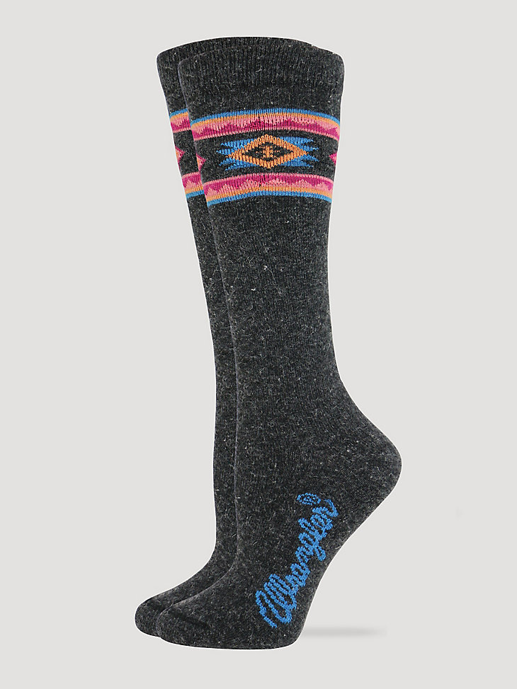 Women's Wrangler® Angora Southwest Knee High Socks in Charcoal main view
